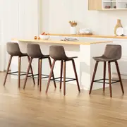 4x Artiss Bar Stools Vintage Leather Wooden