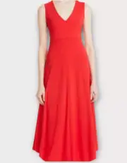 Donna Karan Women’s Dress Small Cascade Sleeveless Maxi Midi Bias Cut Fire NWT
