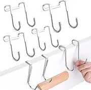 BetterJonny 4 Pcs Drawer Hanger Hook, 2 in 1 Over Drawer Hook Over Cabinet Towel Hook Stainless Steel Adjustable Double Hook Over for Kitchen Bathroom Cupboards (Silver)