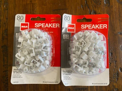 Set of Two RCA AH12R Speaker Wire Clips, 80-Count (White)