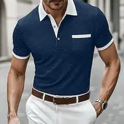 Men's Sports Polo Shirts Golf Shirt Casual Sports Lapel Short Sleeve Fashion Basic Plain Pocket Buttons Summer Spring Regular Fit Black Red Navy Blue Dark Gray