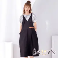 在飛比找樂天市場購物網優惠-betty’s貝蒂思 橫條上衣+吊帶洋裝(黑色)