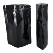 Black Shiny Mylar Foil Stand Up Aluminium Pouch With Zip Lock Food Storage Bag