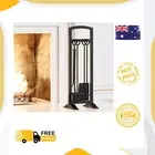 Kingson 5 Pieces Fireplace Tools Set Black Fire Tools Set and Holder Pit Sets