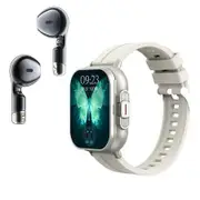 White TPU Strap Smart Watch Bluetooth Headset 2in1 Full Screen Touch Bluetooth Call Sports Watch Monitor