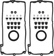 MOTOALL 11127513194 Valve Cover Gasket Set w/Grommets Seals Left & Right 11127513195 Fit for BMW 745Li 750i 645Ci 550i 650i 750Li 545i 650i X5 Alpina B7 2002-2010 4.4L 4.8L