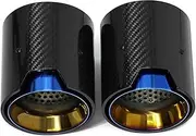 2pcs/lot Car Exhaust Tip Compatible For BMW F30 M335i M340i F32 F33 F36 M435i M440i Carbon Fiber ID60mm Muffler Tip TailTip(Blue)