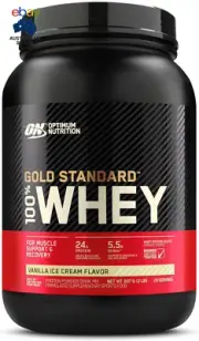 Gold Standard 100% Whey Protein Powder, Vanilla Ice Cream, 907G - [2024/2025 Pla
