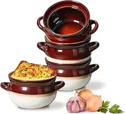 ONEMORE French Onion Soup Bowls Set of 4, 28oz - Oven Safe Large Ceramic Soup Crocks with Handles for Chili, Beef Stew & Cereal - Microwave, Broil & Dishwasher Safe, Oven to Table