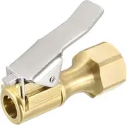 uxcell Air Chuck, 1/4" BSP Female Closed Flow Straight Lock on Tire Chuck with Clip for Inflator Gauge Compressor Accessories, Copper