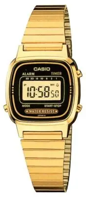 Casio Women's Digital Alarm Yellow Gold-Tone Bracelet 24.5mm Watch LA670WGA-1 |