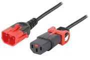 3m IEC-Lock+ C13 to Dual Lock C14 Extension Cord - Black