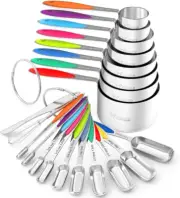 Wildone Multi Stainless Steel 20 Pieces Stackable Spoons Set for Measuring Cups