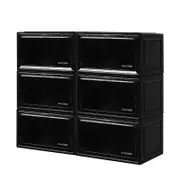 Stacked 6Pcs Black Plastic Display Shoe Box