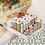 DAIYEE Pull Out Cabinet Organiser, Heavy Duty Slide Out Drawers with Adhesive Nano Film, Sliding Pantry Shelves, Roll Out Storage Shelf for Kitchen, Living Room, Bathroom (35cmW*43cmD*7cmH)