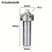 HSS Corner Rounding End Mill R12 Diameter 32mm Milling Cutter CNC Router Bits