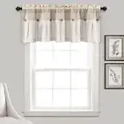 Lush Decor Linen Button Farmhouse Window Curtain Valance, 84"x18", Linen, New L2