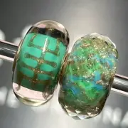 Trollbeads Longevity And Ocean Faceted Event Unique Glass Bead Set OOAK HTF