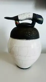 Vintage RAKU Pottery Vase Bruce Johnson Ceramics Copper Flash Signed New Vtg