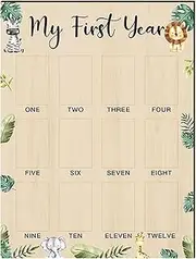1st Grade Photo Display, First Grade Photo Board, 12 Month Photo Board, Wooden Picture Frame 12 Month Picture Frame, Baby Photo Display Decor for Baby Birthday