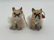 Pair of Dog (Griffon?) Ornaments or Decorative Hangers Pottery Barn NWT