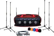VocoPro Professional 4 Channel UHF Wireless Mic Package with XLR Cable
