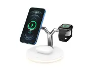 Magnetic 3 in 1 Wireless Charger Y-Shape MagSafe Fast Charging Station Stander White
