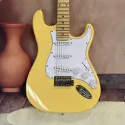 Yellow ST Electric Guitar Maple Fretboard Chrome Tremolo SSS Fast Free Ship