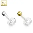 14K Gold Ball Top BioFlex Labret Medusa Philtrum Tragus Conch Helix Ring Stud