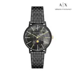 【A|X ARMANI EXCHANGE 官方直營】LOLA 月球漫步月相女錶 黑色不鏽鋼鍊帶 手錶 36MM AX5587