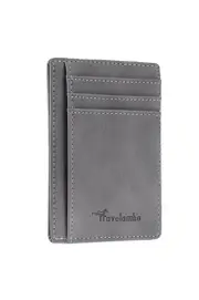 Slim Wallet Front Pocket Crazy Horse Microfiber Leather CH Grey Light