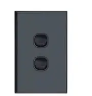 Slim Vertical 2 Gang Wall Plate Light Switch - Gloss Black