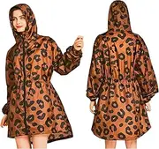 [Generisch] Ladies Leopard Print Poncho Rain Cape Rain Jacket Leo Leopard Print
