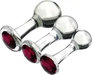 New/Medium/Large Spherical Glass Butt Plug Transparent Anal Beads Anus Expander Glass Dildo Smooth Crystal Anal Plug Anal Plug SM Sex Toys for Women Men(M)