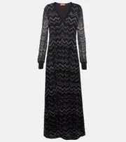 [Missoni] Missoni Zig Zag sequined maxi dress UK 10 black