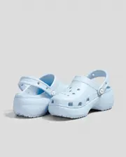 [Crocs] Crocs Women's Classic Platform Pearl Clogs Shoes in Blue Calcite Size W7 W7 Blue Calcite