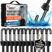Extra Long Bungee Cords with Hooks - Large Bungie Cords Heavy Duty Outdoor - 12