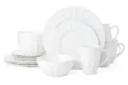 Fine China Solid White Bone 16Piece Dinnerware Set Royal Dinner Service Formal
