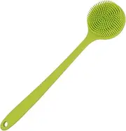 Silicone Back Scrubber Soft Bath Body Brush for Shower with Long Handle,Rubbing tools, massage style bath brush (Green, 37.7 * 8.2 * 3.5 CM)