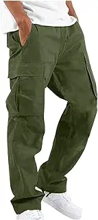 [YAOHUOLE] Men's Cargo Pants Relaxed Fit Cargo Sweatpants Drawstring Trousers for Men, Army green,M