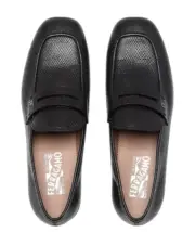 Mens Ferregamo Pieve Step In Deer Skin Black Leather Shoes New In Box Size 11