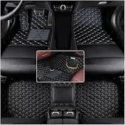 Car Mats Customized Artificial Leather Car Floor Mat for for W203 2001 2002 2003 2004 2005 Protect Your Vehicle's Interior Accessory(Black White String)