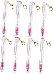 minkissy 2sets Eyelash Keychain Lash Kit Set Makeup Brush Wands Eyebrow Brush Wands 4pcs*2