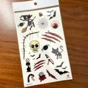 Halloween Pumpkin Body Tattoo Spider Web Skull Witch Blood Scars Eyeball Ghost