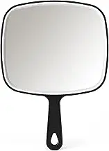 VrHere MirriM Hand Mirror, Black Handheld Mirror with Handle, Salon Barber Hairdressing Handheld Mirror with Handle (9'' x 12.4'' XL) (VRH698)