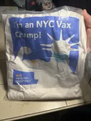 NEW YORK CITY STATUE OF LIBERTY 'I'M AN NYC VAX CHAMP! White Tshirt One Size