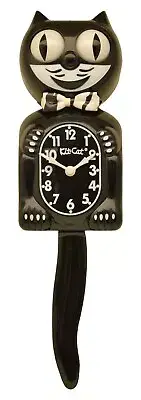 Large Zebra Stripe Bow & Black Tail Black Kit-Cat Klock 15.5″ high Wall Clocks