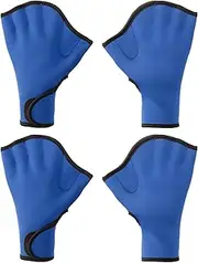 uxcell Swim Gloves, 2 Pair Webbed Swimming Gloves Aquatic Fitness Water Resistance Swim Hand Paddles for Women and Men Water Aerobics, M, Dark Blue