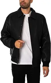 [HUGO] Men's Larston Leather Jacket, Black, L