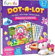 Funcils Dot Art Activity - Unicorn & Princess Sticker Art Kit, Arts and Crafts for Kids, Toddler Craft Supplies, Gifts for Boys & Girls Ages 3, 4, 5, 6, 7 Year Old - Kids Travel Activities & Toys